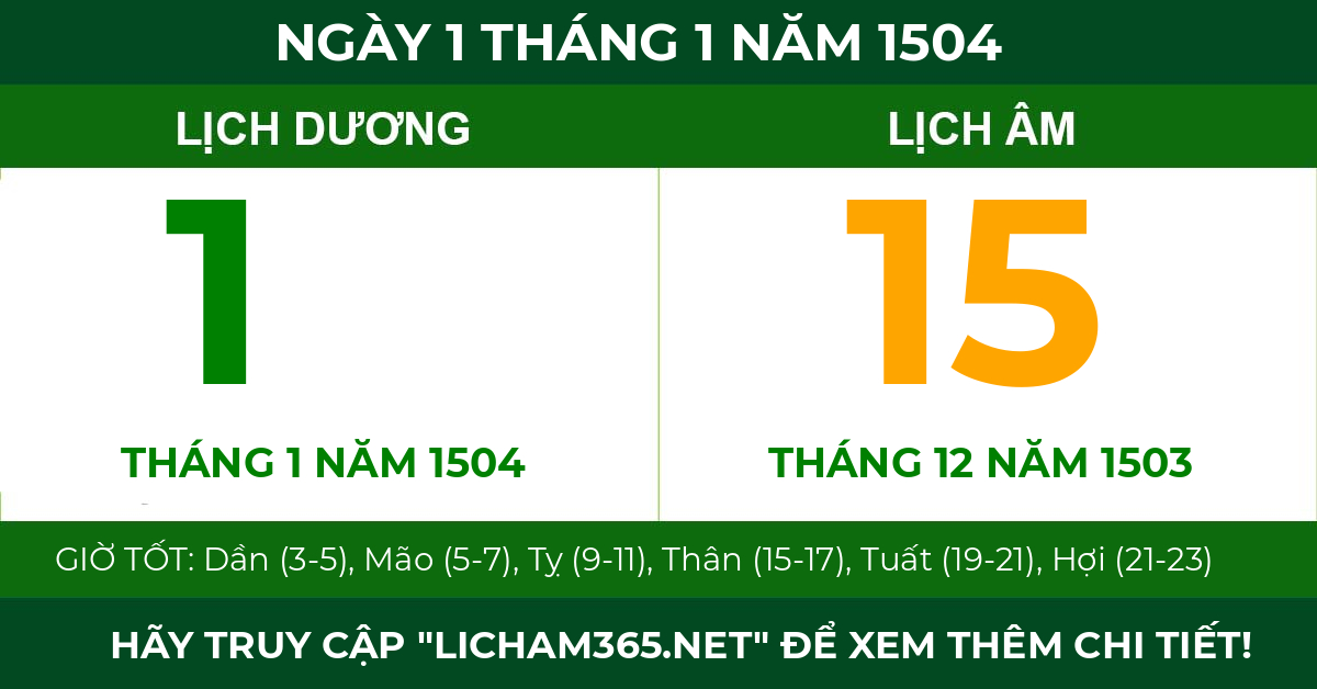 lịch âm ngày 1 tháng 1 năm 1504