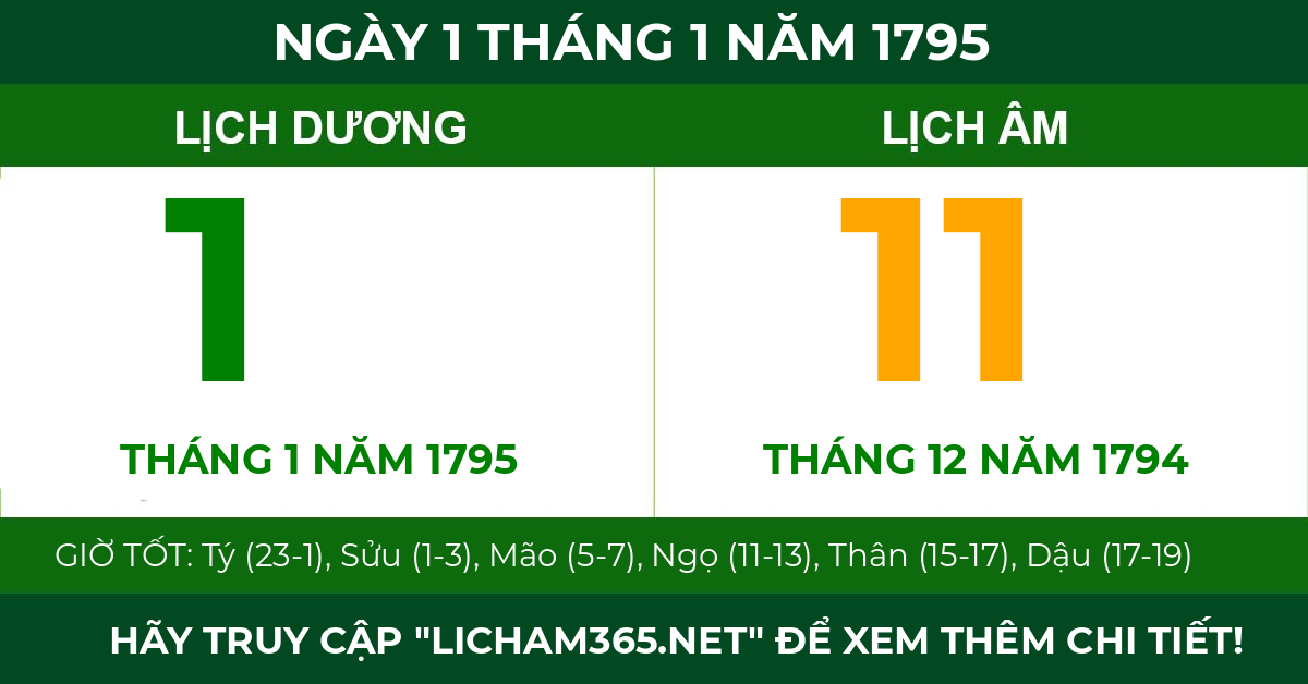 lịch âm ngày 1 tháng 1 năm 1795