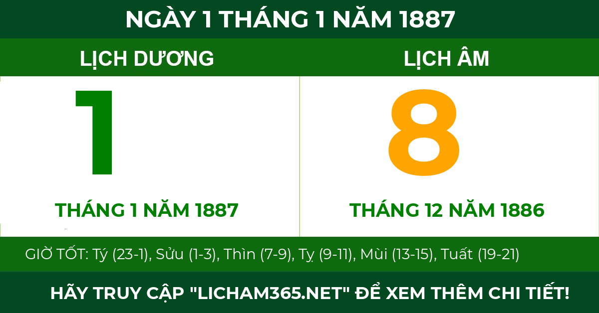 lịch âm ngày 1 tháng 1 năm 1887