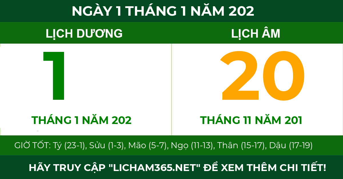 lịch âm ngày 1 tháng 1 năm 202