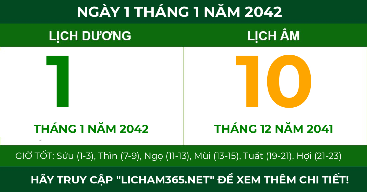 lịch âm ngày 1 tháng 1 năm 2042