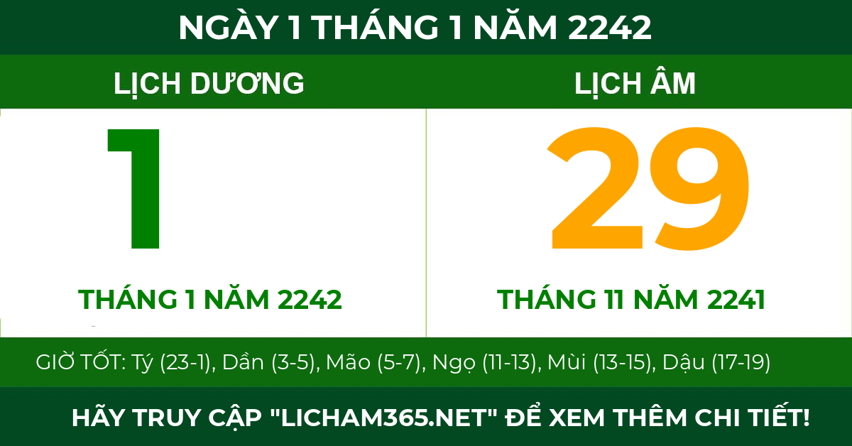 lịch âm ngày 1 tháng 1 năm 2242