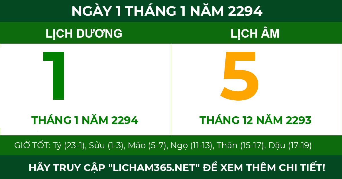 lịch âm ngày 1 tháng 1 năm 2294