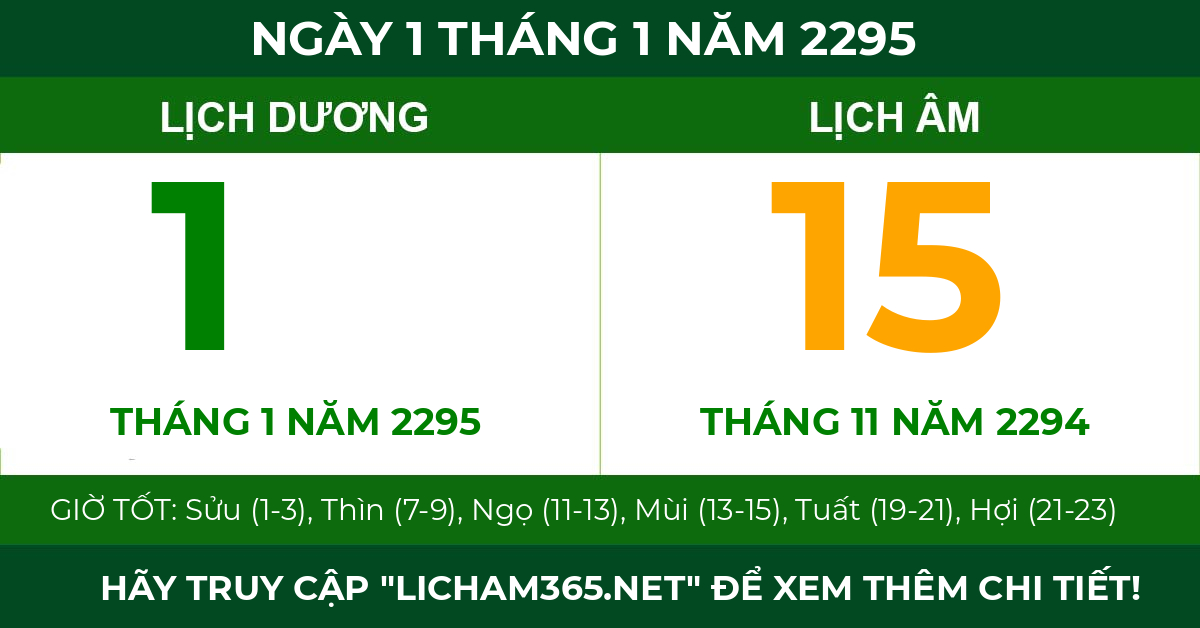 lịch âm ngày 1 tháng 1 năm 2295