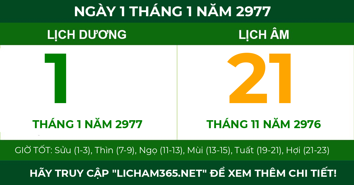 lịch âm ngày 1 tháng 1 năm 2977