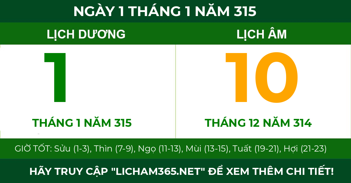 lịch âm ngày 1 tháng 1 năm 315