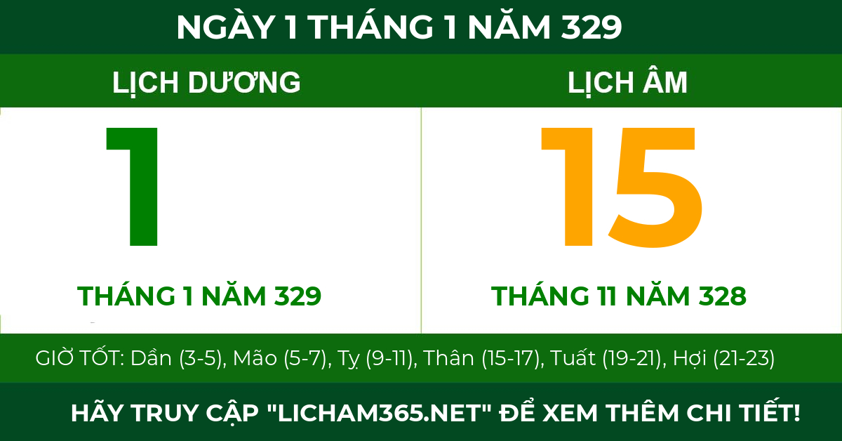 lịch âm ngày 1 tháng 1 năm 329