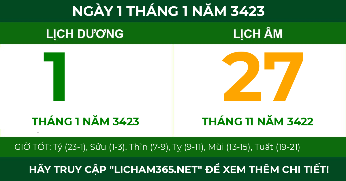 lịch âm ngày 1 tháng 1 năm 3423