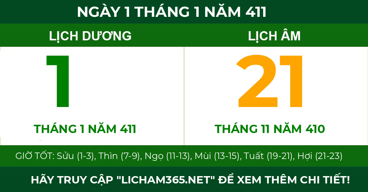 lịch âm ngày 1 tháng 1 năm 411