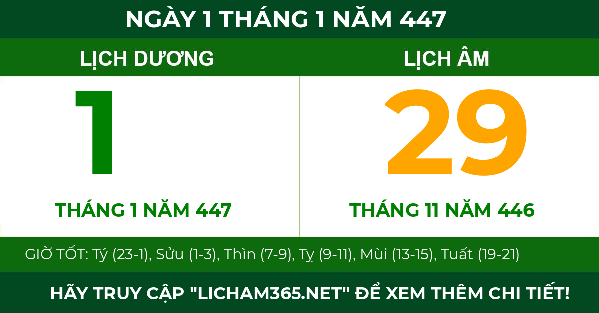 lịch âm ngày 1 tháng 1 năm 447