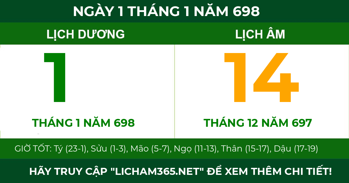 lịch âm ngày 1 tháng 1 năm 698