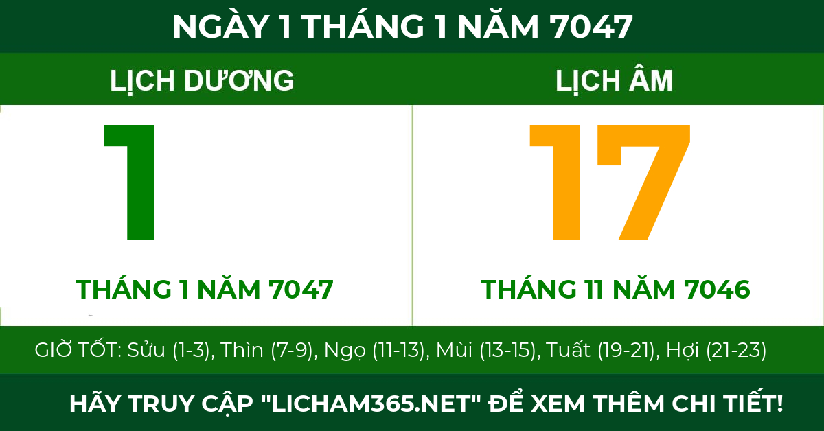 lịch âm ngày 1 tháng 1 năm 7047