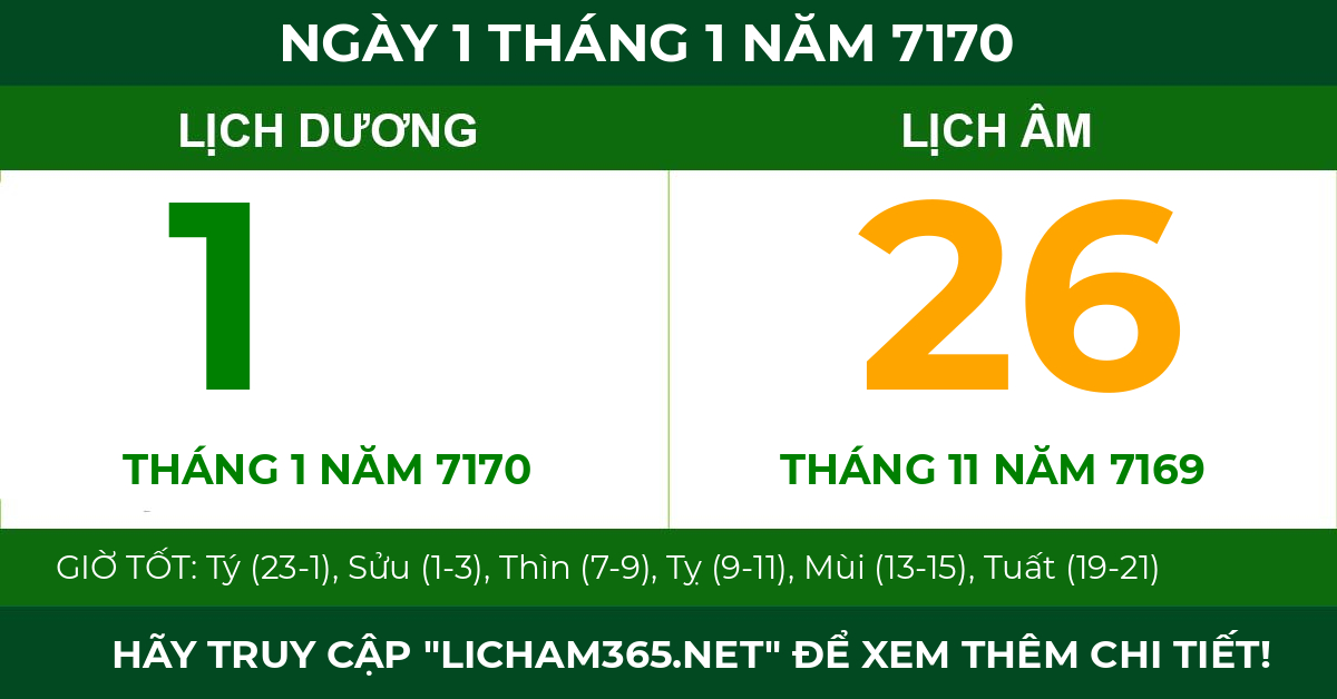 lịch âm ngày 1 tháng 1 năm 7170