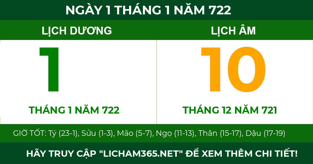lịch âm ngày 1 tháng 1 năm 722