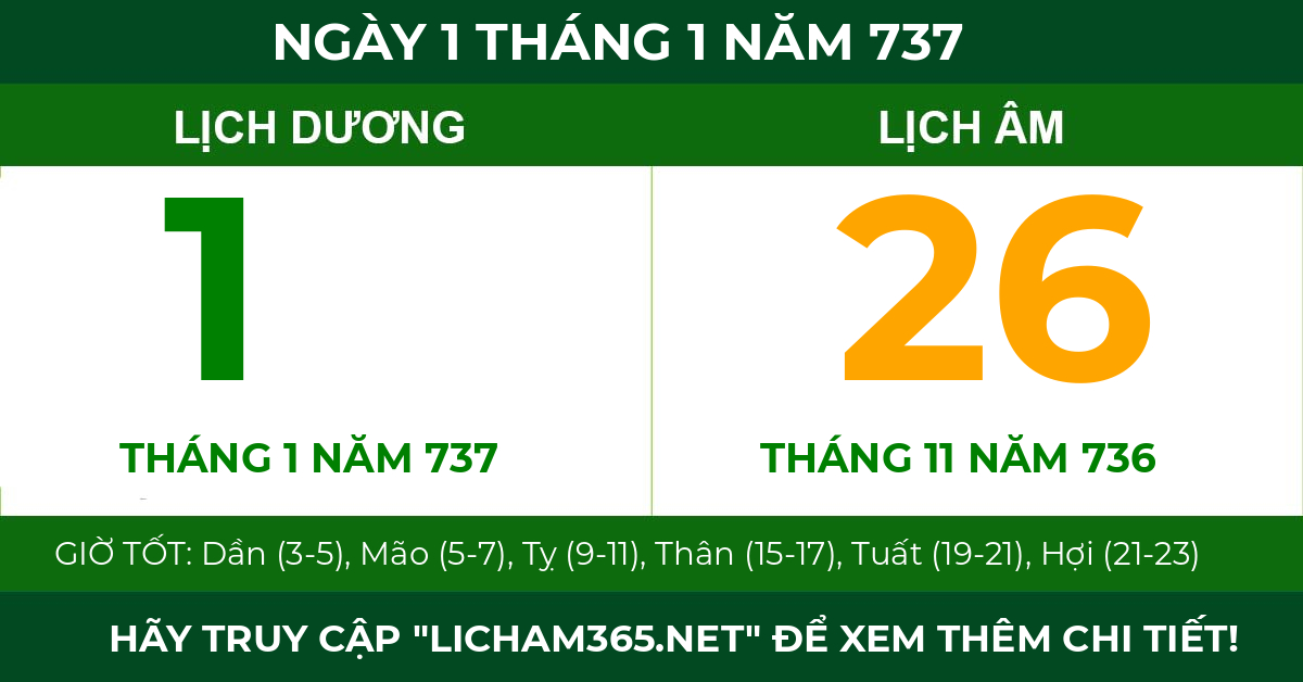 lịch âm ngày 1 tháng 1 năm 737