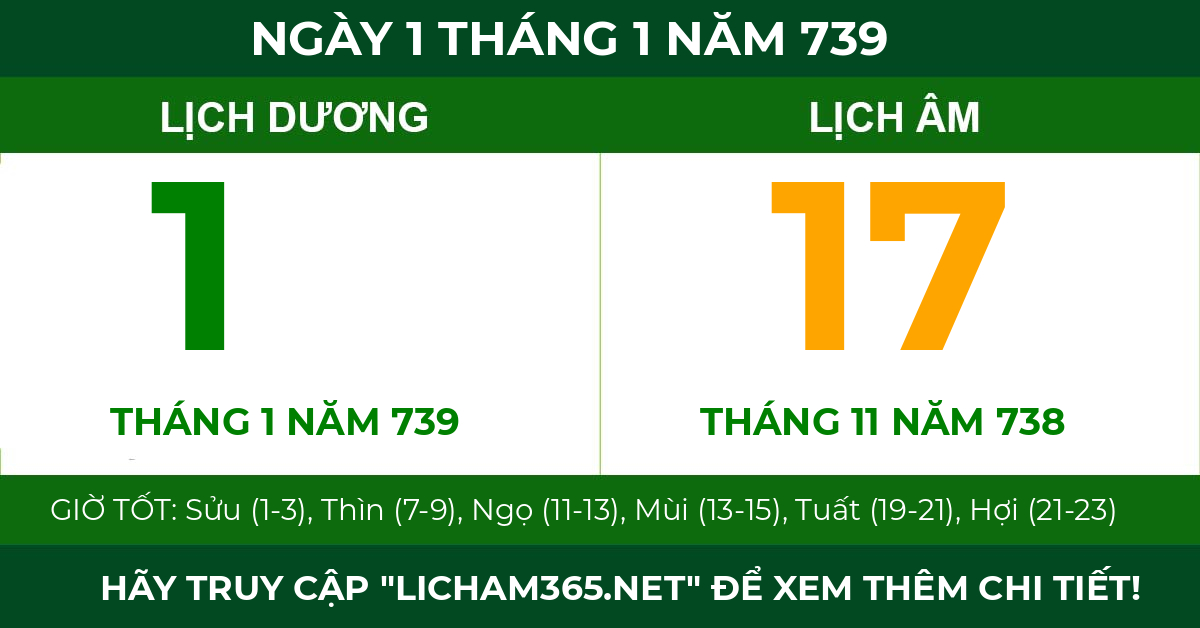 lịch âm ngày 1 tháng 1 năm 739