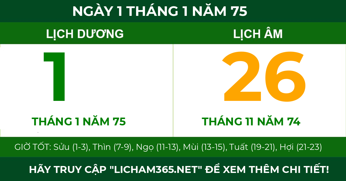lịch âm ngày 1 tháng 1 năm 75