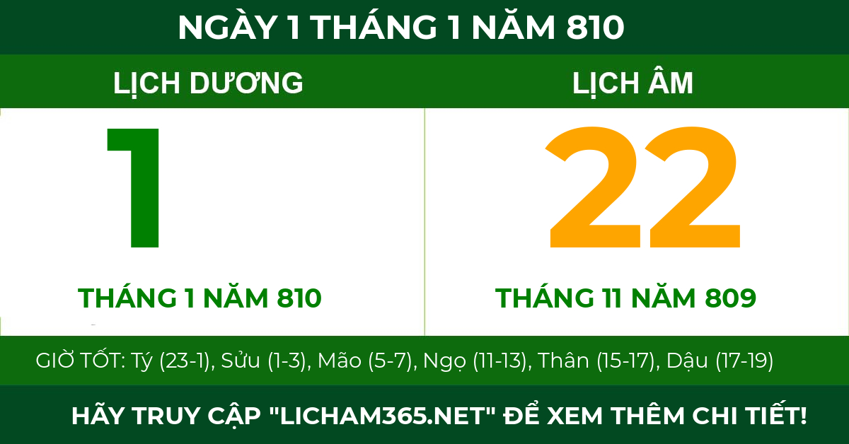 lịch âm ngày 1 tháng 1 năm 810