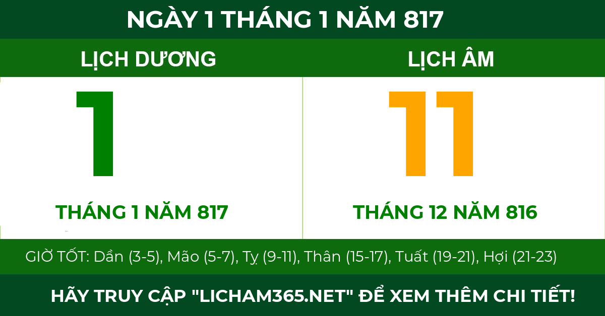 lịch âm ngày 1 tháng 1 năm 817