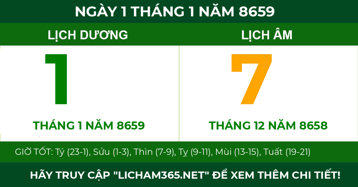 lịch âm ngày 1 tháng 1 năm 8659