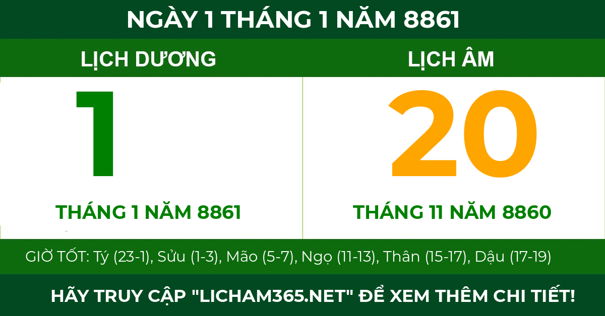 lịch âm ngày 1 tháng 1 năm 8861