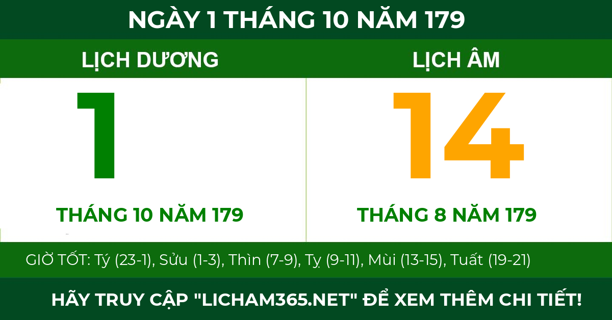 lịch âm ngày 1 tháng 10 năm 179
