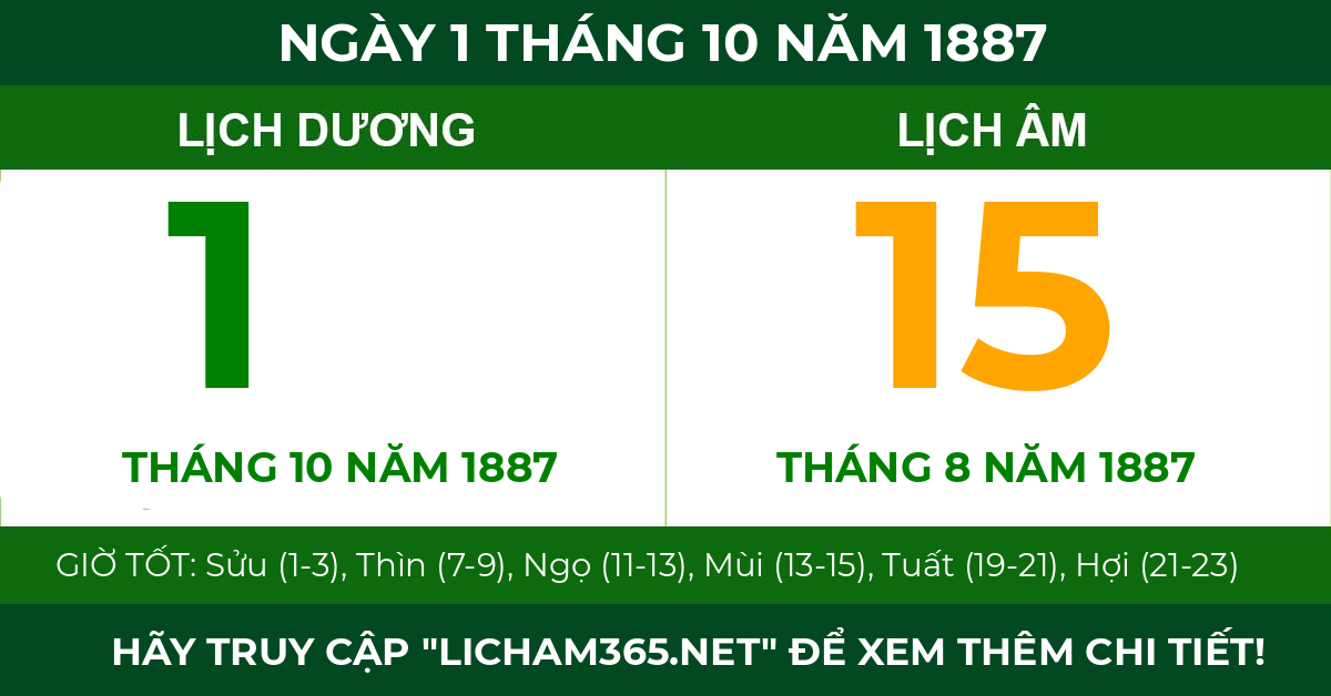 lịch âm ngày 1 tháng 10 năm 1887