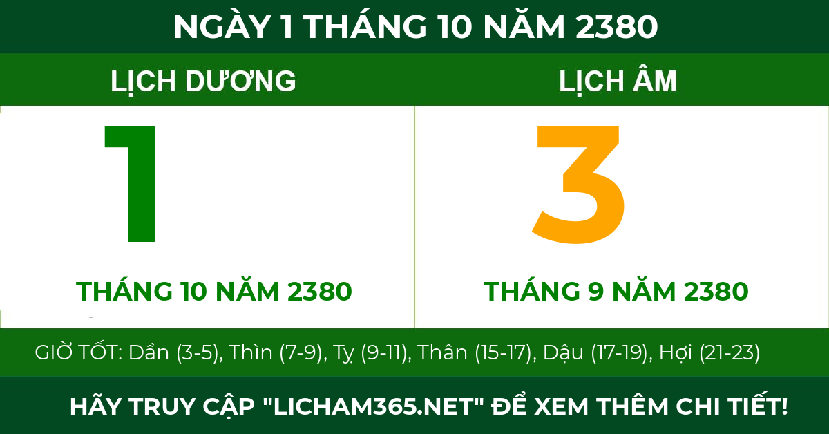 lịch âm ngày 1 tháng 10 năm 2380