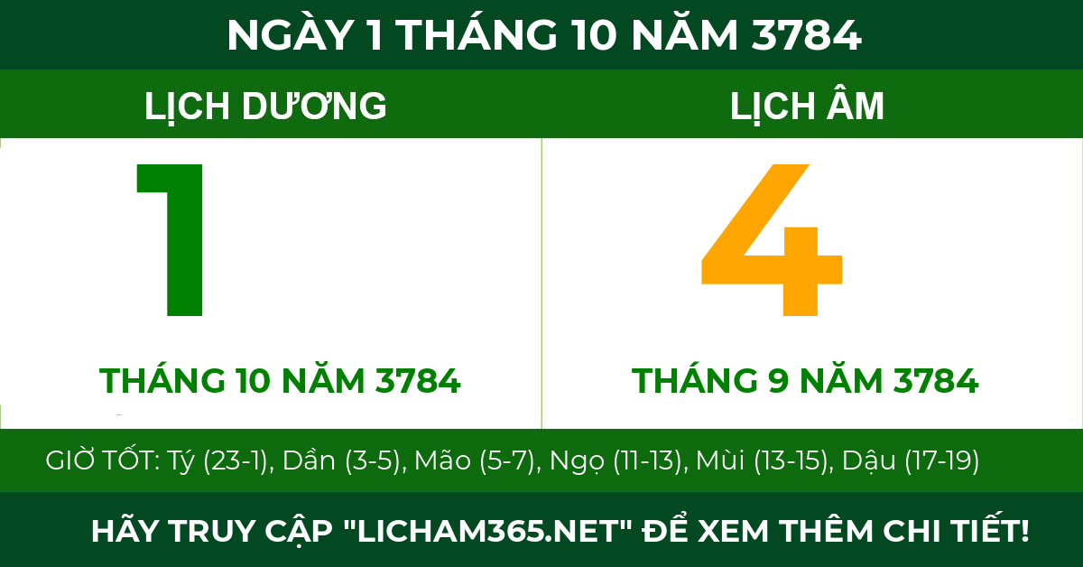 lịch âm ngày 1 tháng 10 năm 3784