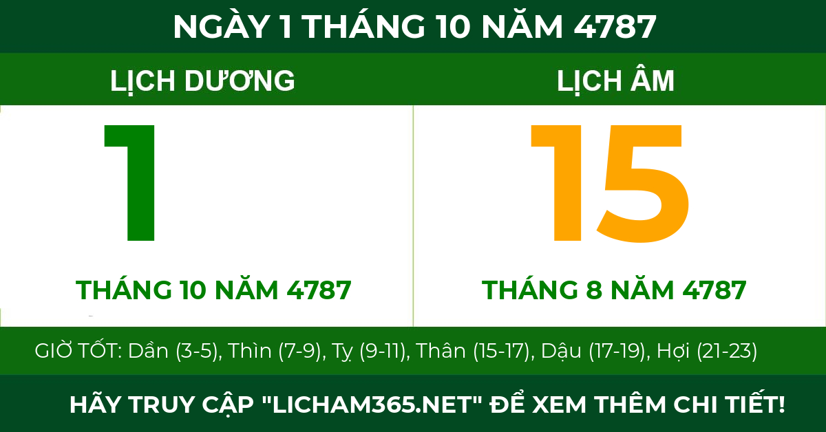 lịch âm ngày 1 tháng 10 năm 4787