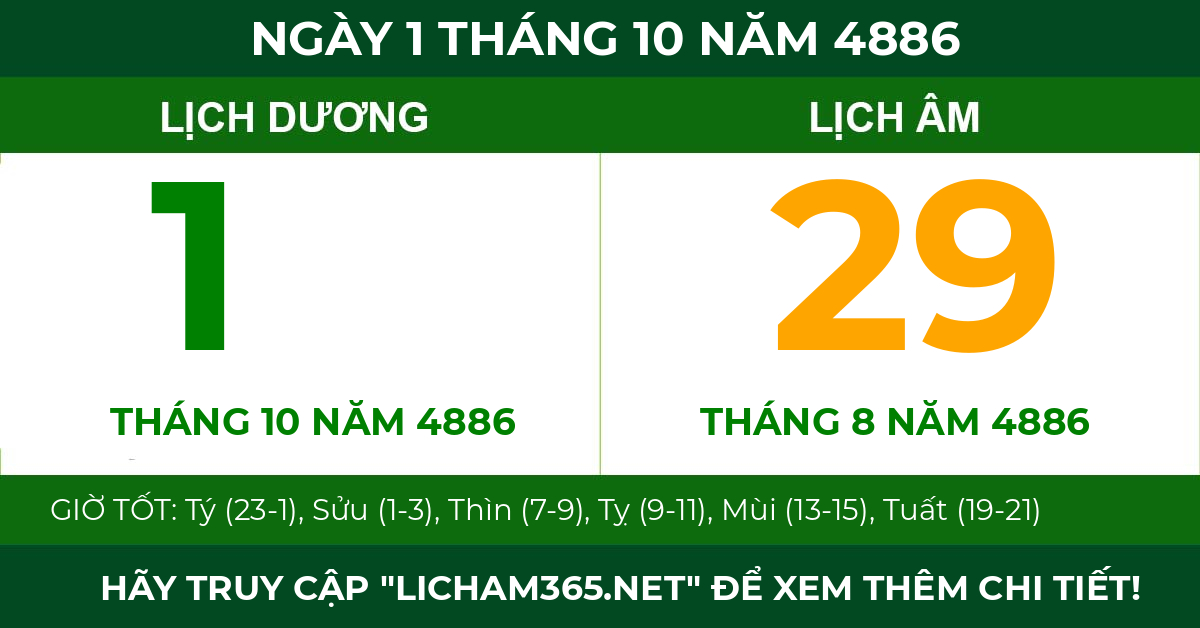 lịch âm ngày 1 tháng 10 năm 4886