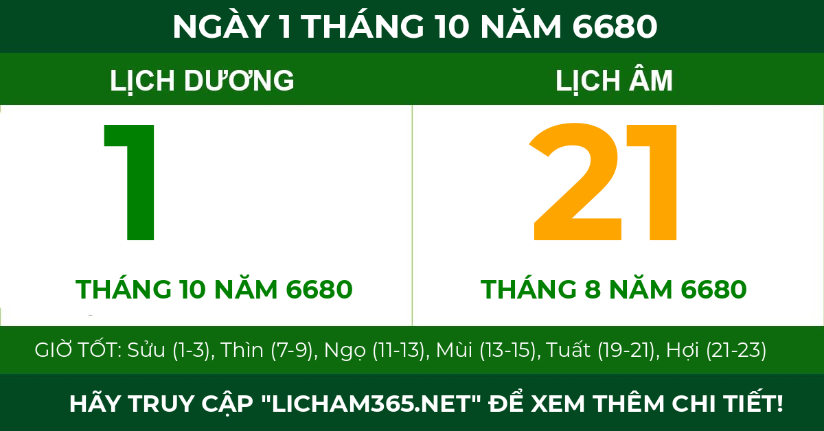 lịch âm ngày 1 tháng 10 năm 6680