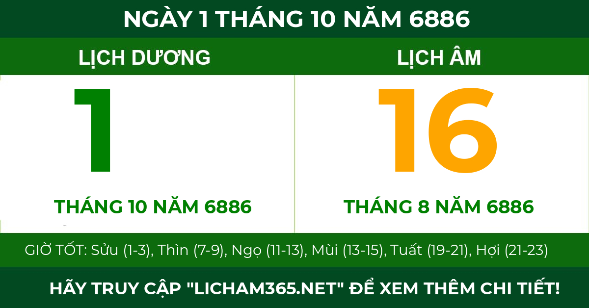 lịch âm ngày 1 tháng 10 năm 6886