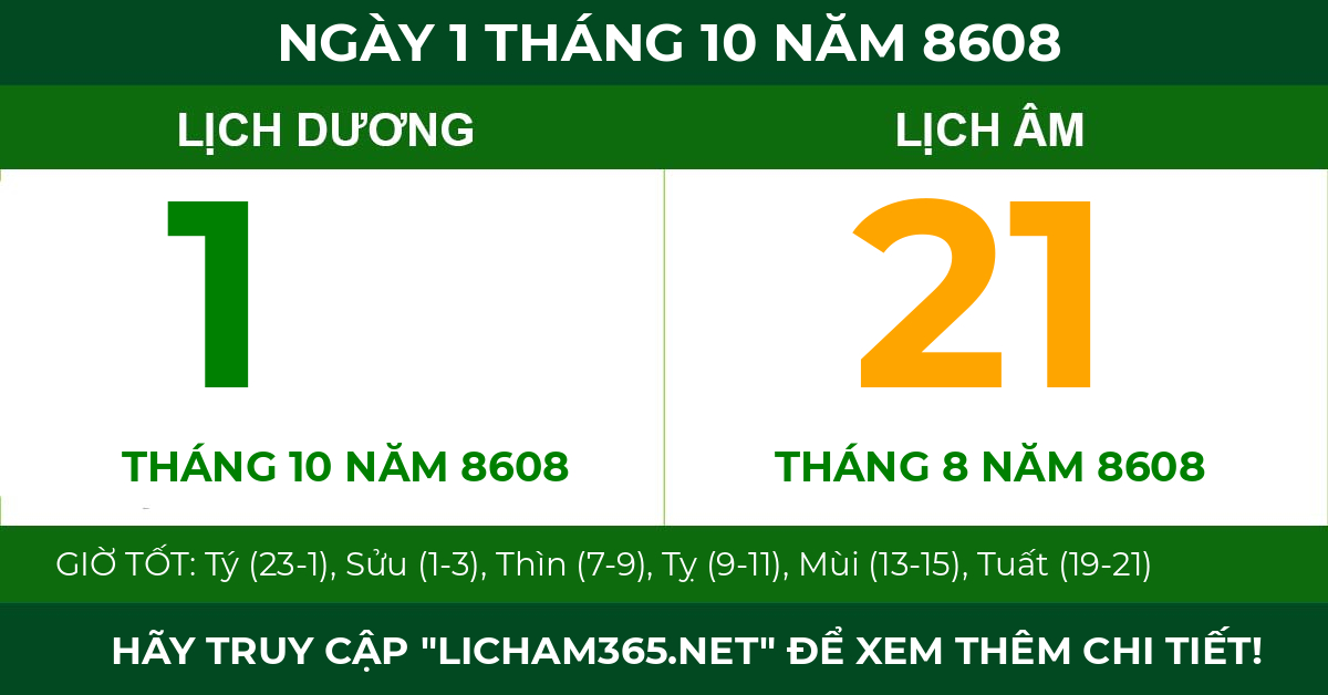 lịch âm ngày 1 tháng 10 năm 8608