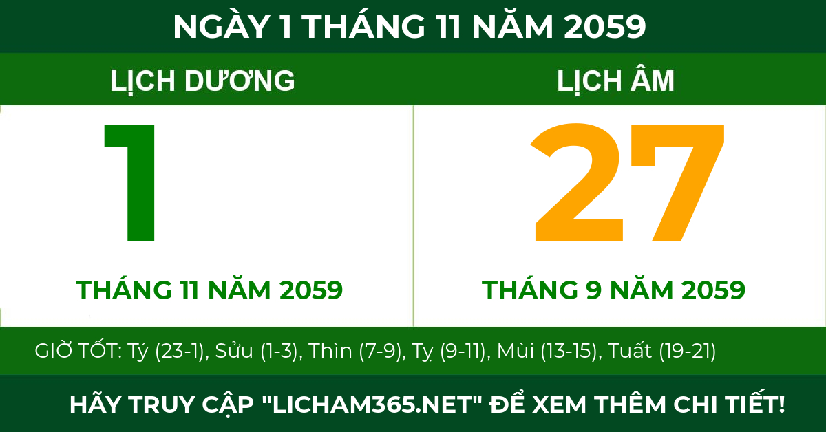 lịch âm ngày 1 tháng 11 năm 2059