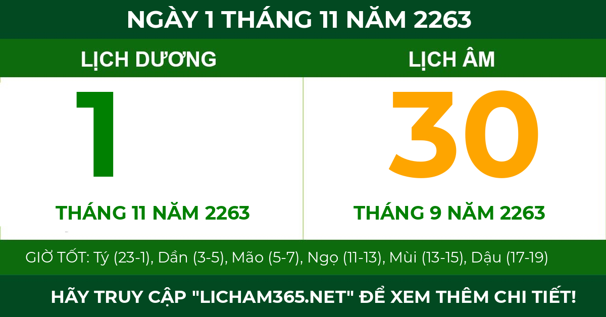 lịch âm ngày 1 tháng 11 năm 2263