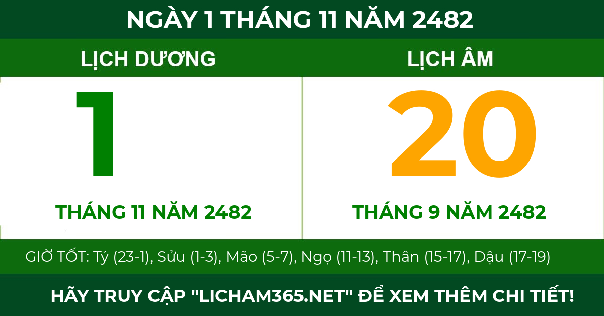 lịch âm ngày 1 tháng 11 năm 2482