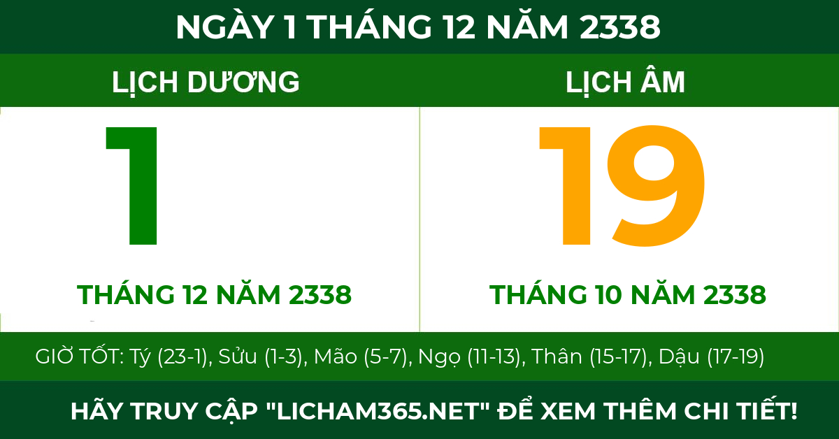 lịch âm ngày 1 tháng 12 năm 2338