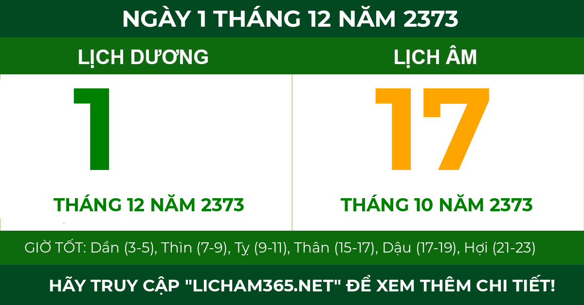 lịch âm ngày 1 tháng 12 năm 2373