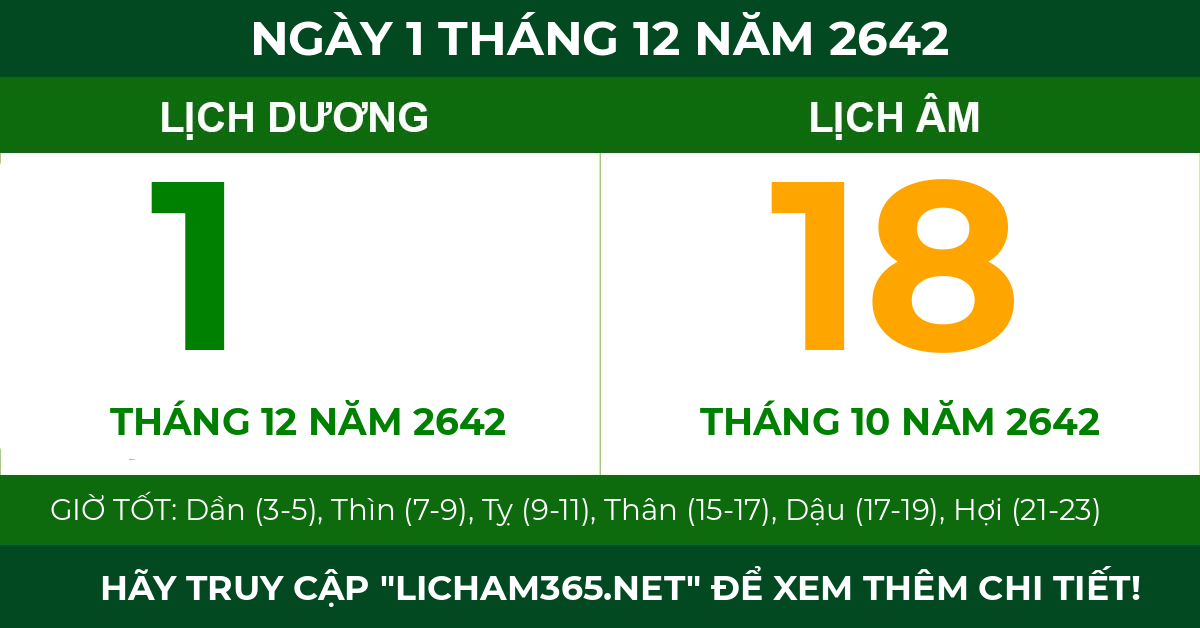 lịch âm ngày 1 tháng 12 năm 2642