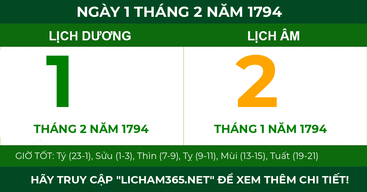 lịch âm ngày 1 tháng 2 năm 1794