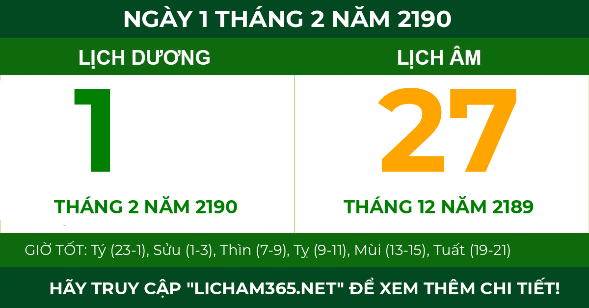 lịch âm ngày 1 tháng 2 năm 2190