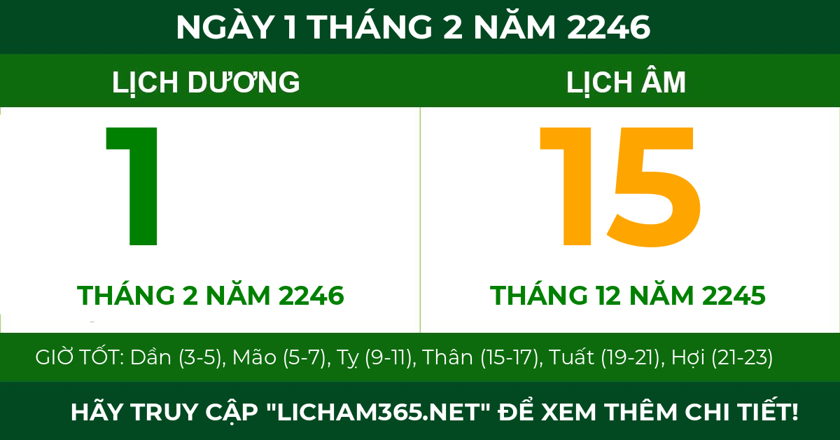 lịch âm ngày 1 tháng 2 năm 2246