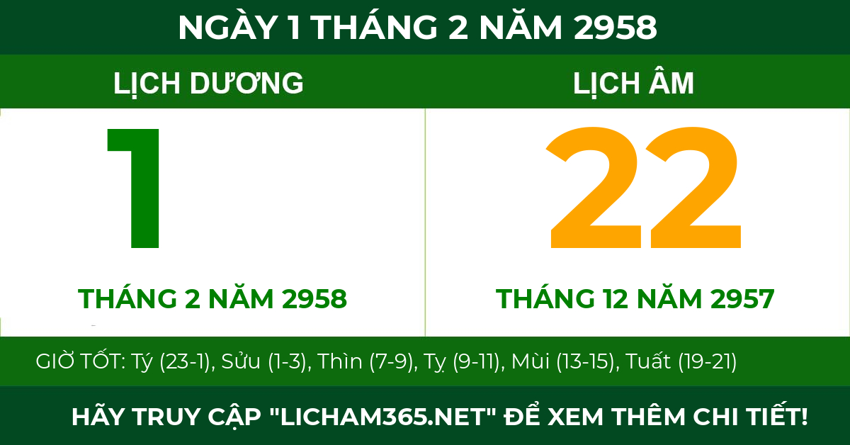 lịch âm ngày 1 tháng 2 năm 2958