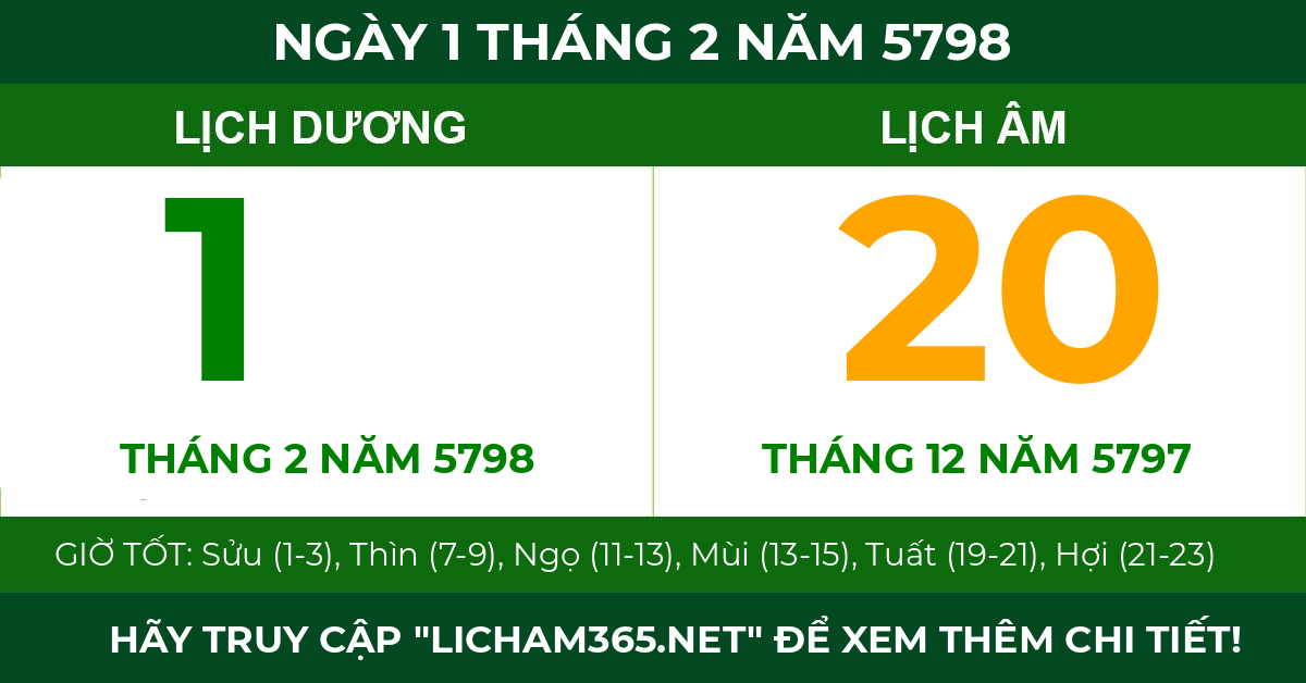lịch âm ngày 1 tháng 2 năm 5798