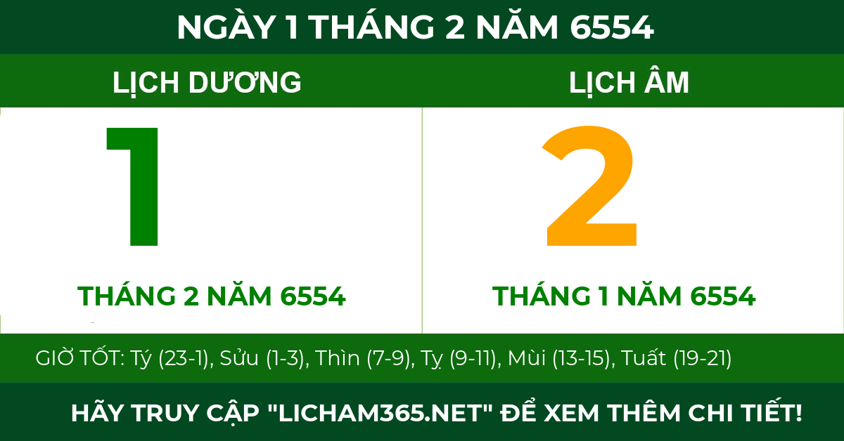 lịch âm ngày 1 tháng 2 năm 6554