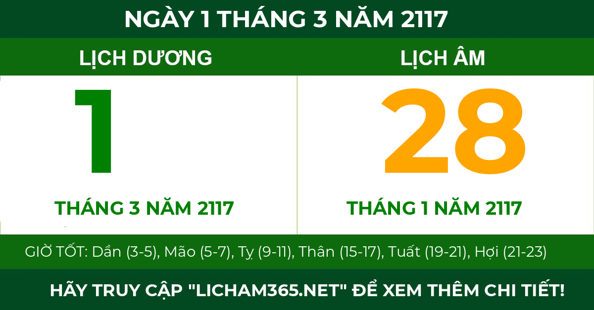 lịch âm ngày 1 tháng 3 năm 2117