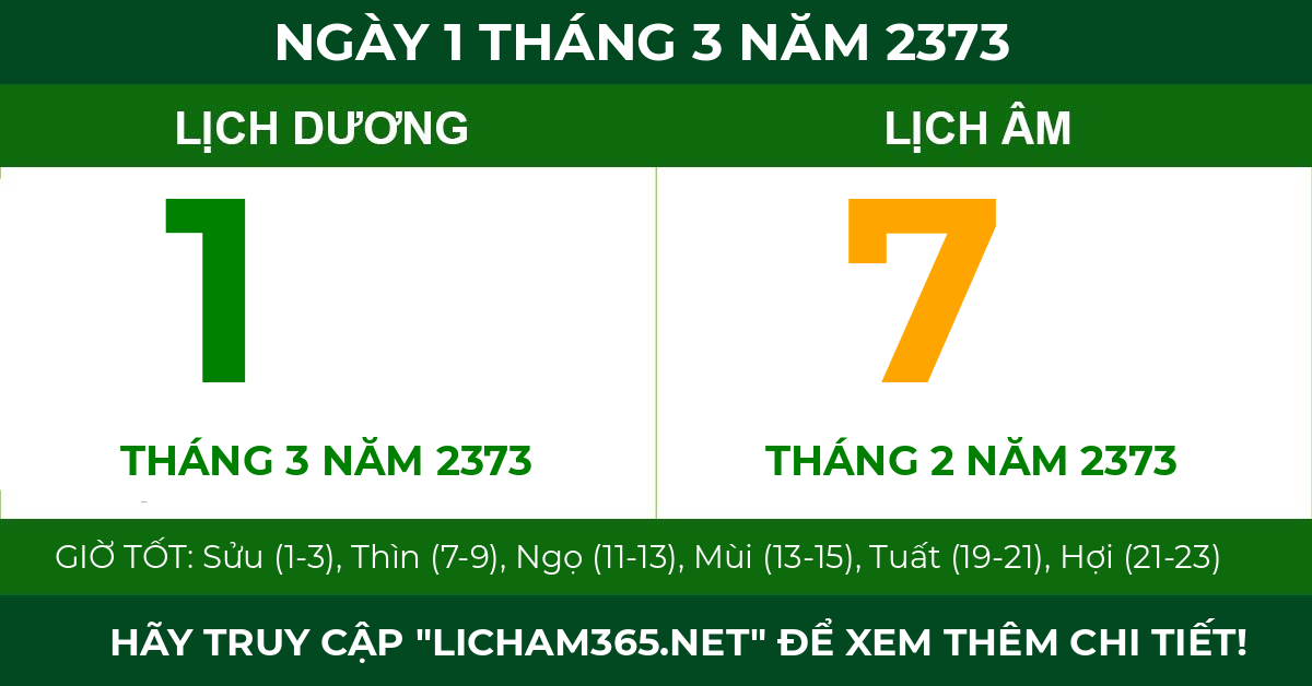 lịch âm ngày 1 tháng 3 năm 2373