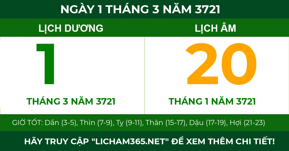 lịch âm ngày 1 tháng 3 năm 3721