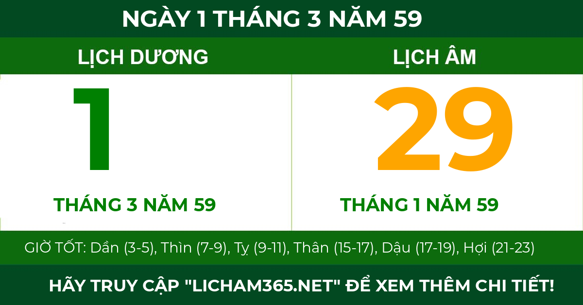 lịch âm ngày 1 tháng 3 năm 59